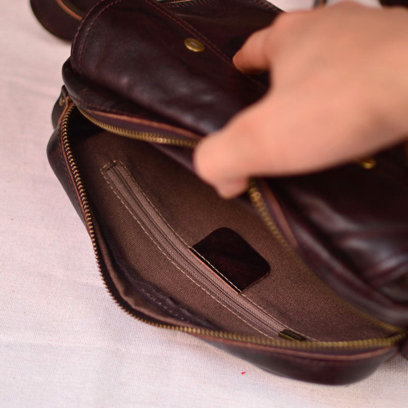 Men's Simple Commute Leather Vegetable Tanning Vintage Men's Messenger Bags