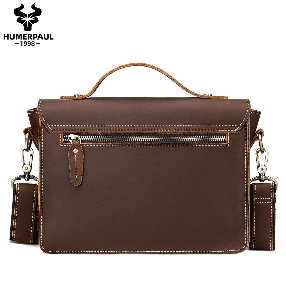 Men's Crazy Horse Leather First Layer Cowhide Men's Shoulder Bags