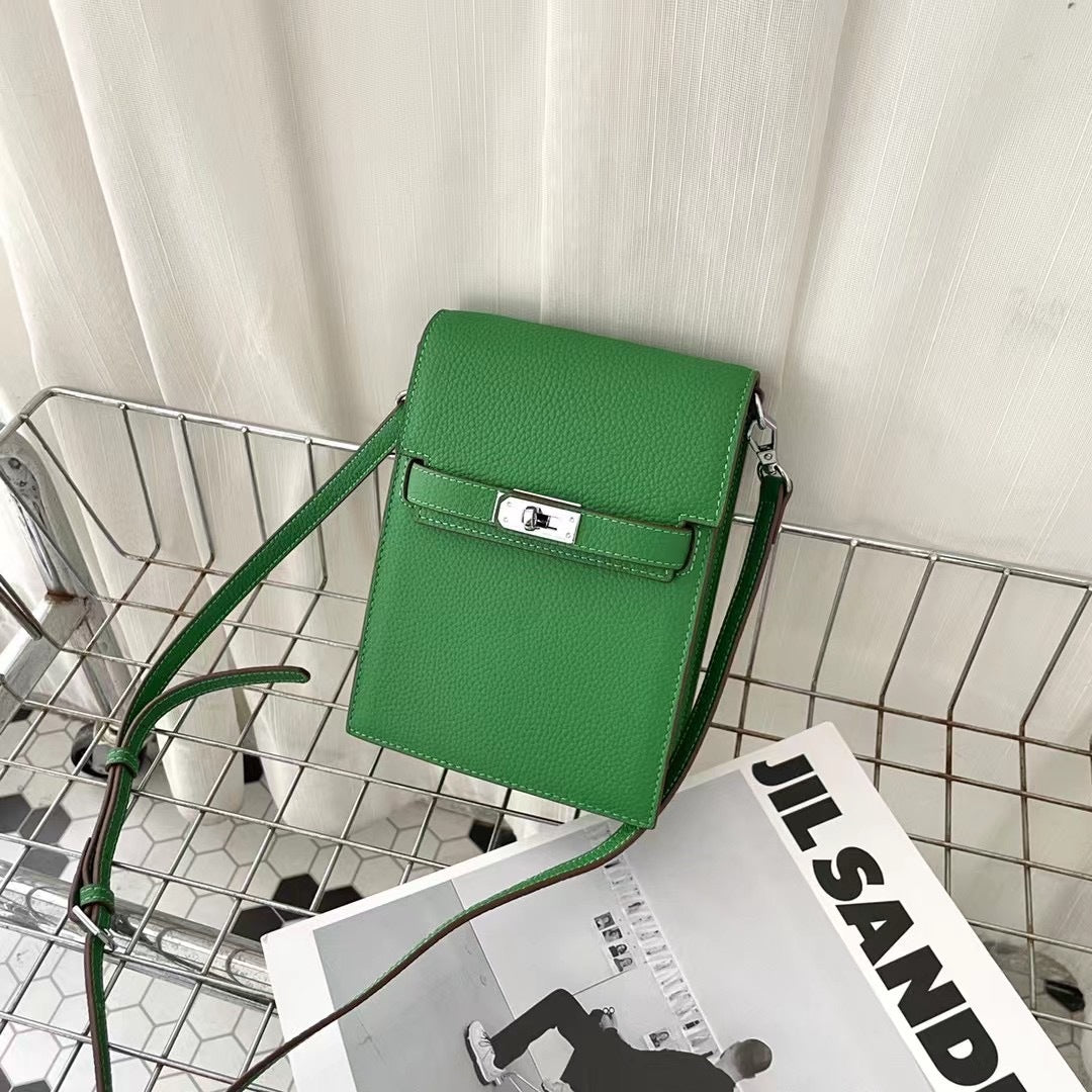 Fashion Genuine Leather Female Kelly Vertical Light Phone Bags