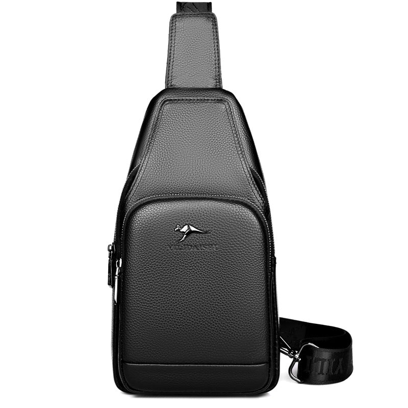 Men's First Layer Cowhide Tide Kangaroo Leisure Men's Chest Bags