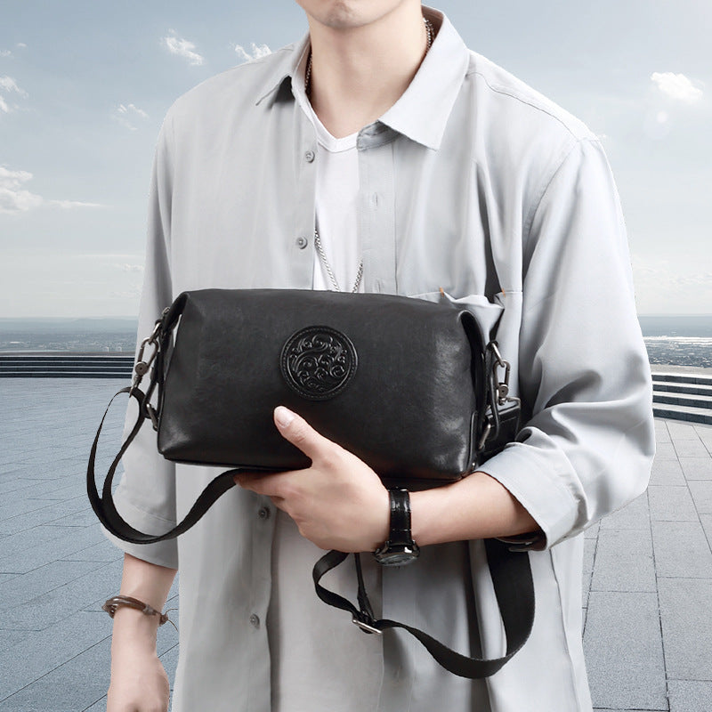 Men's Vertical First Layer Cowhide Large Capacity Men's Shoulder Bags