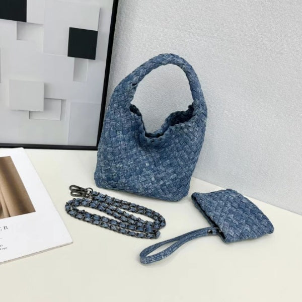 Women's High-grade Canvas Denim Woven Fashion Hand Bucket Bags
