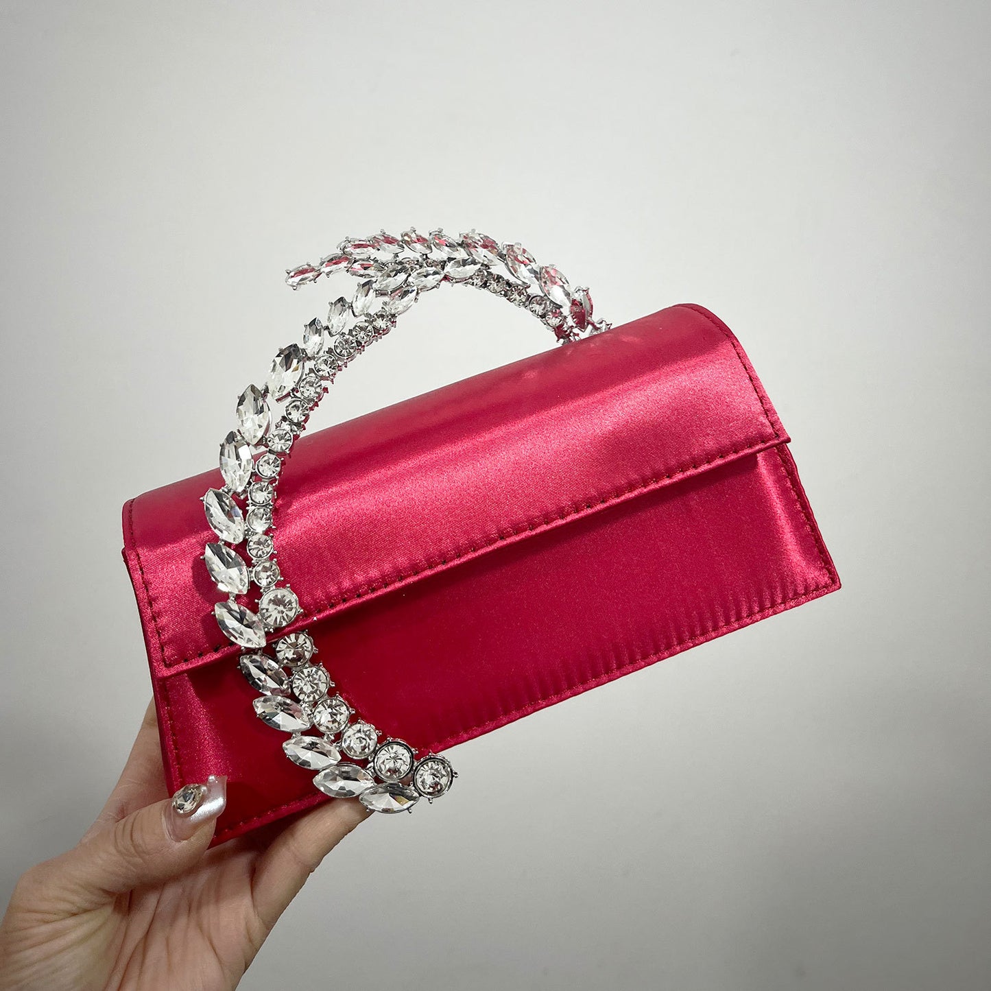 Women's Innovative Rhinestone Diamond Satin Dinner Small Square Bags