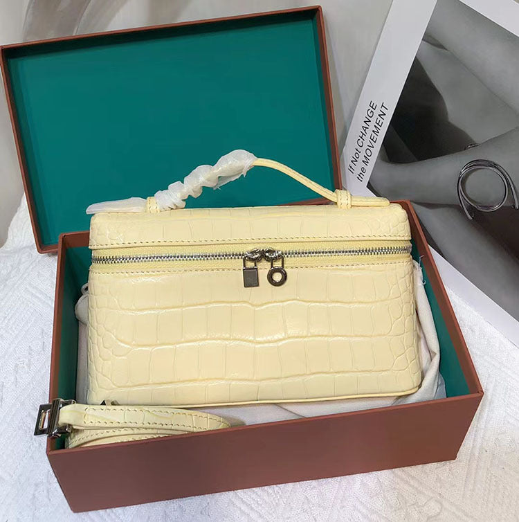 Layer Crocodile Pattern Cowhide Box Genuine Crossbody Bags