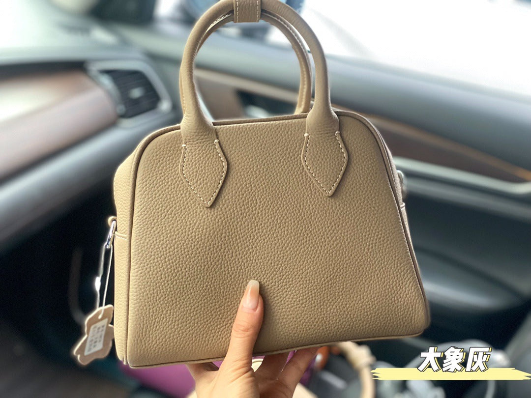 Women's Genuine Leather Shell Niche Simple Bowling Handbags