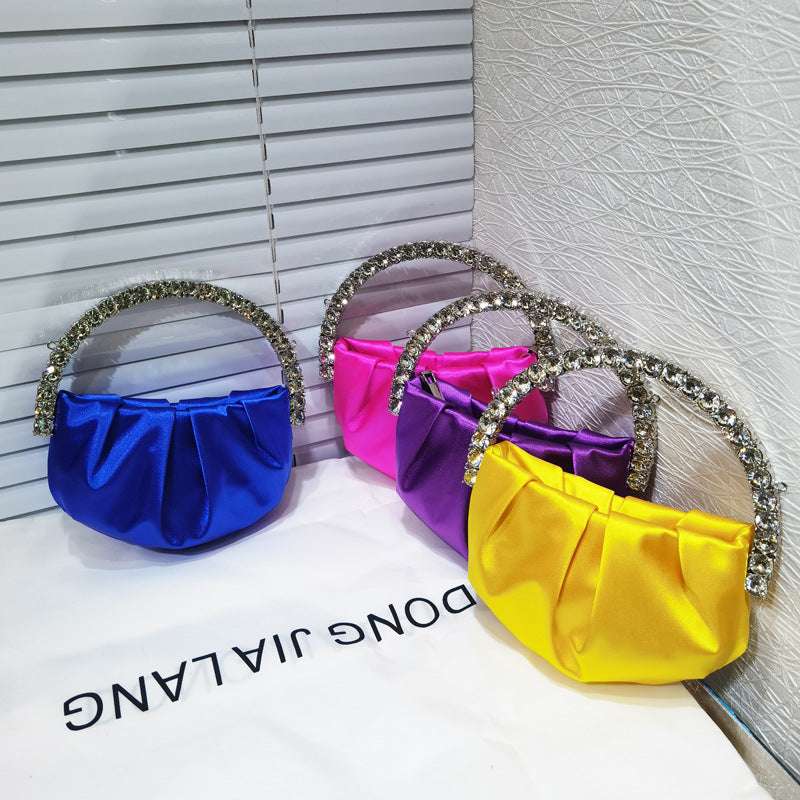 Round Diamond Pleated Dinner Niche Cloud Crossbody Bags