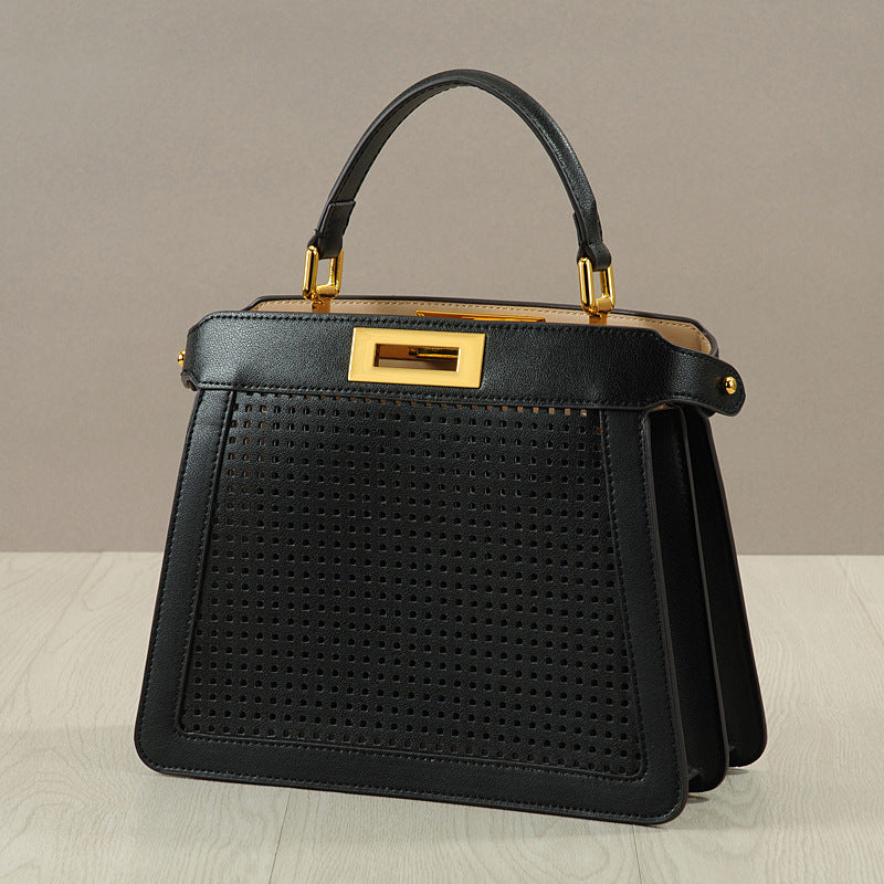Women's Organ Cow Leather Hollow With Cat Design Crossbody Bags