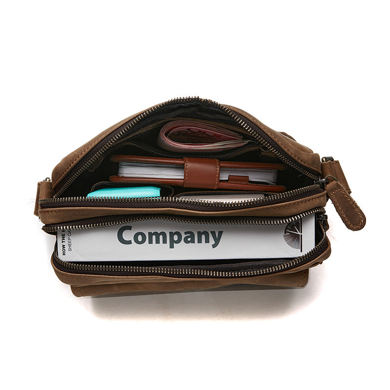 Men's First Layer Cowhide Solid Color Genuine Leather Men's Messenger Bags