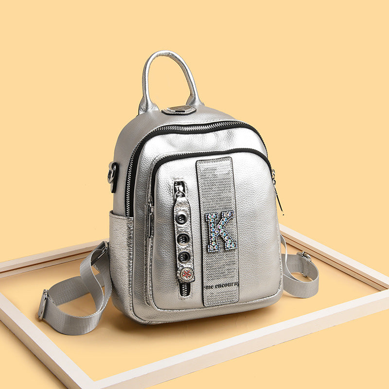 Women's Fashion Korean Style Diamond Letters Soft Backpacks
