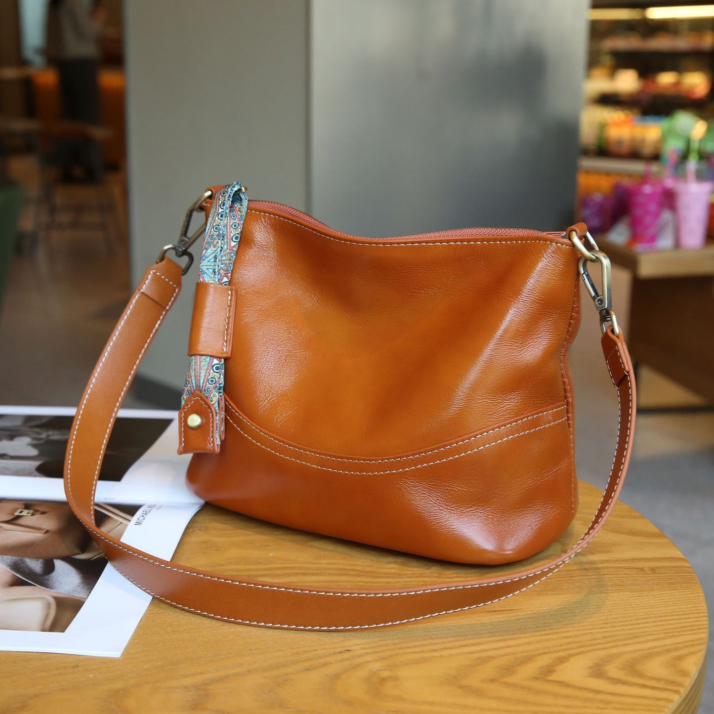 Women's Vegetable Tanned Leather Cow Single Lady's Fashion Large Capacity Bags