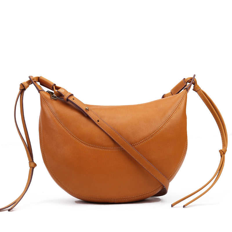 Women's Vegetable Tanned Cowhide Leather Simple Dumpling Shoulder Bags