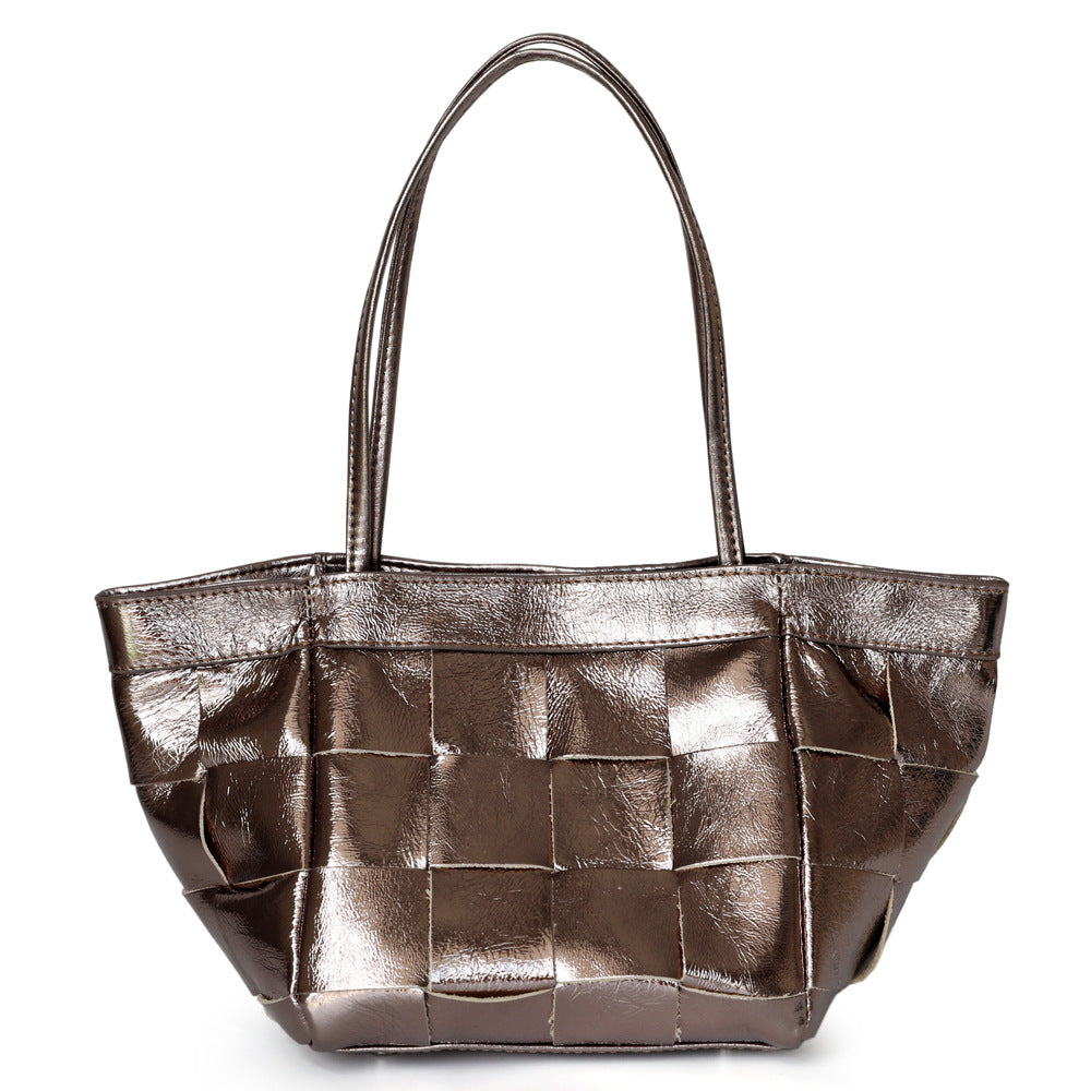 Women's First Layer Cowhide Woven Portable Wrist Bucket Bags