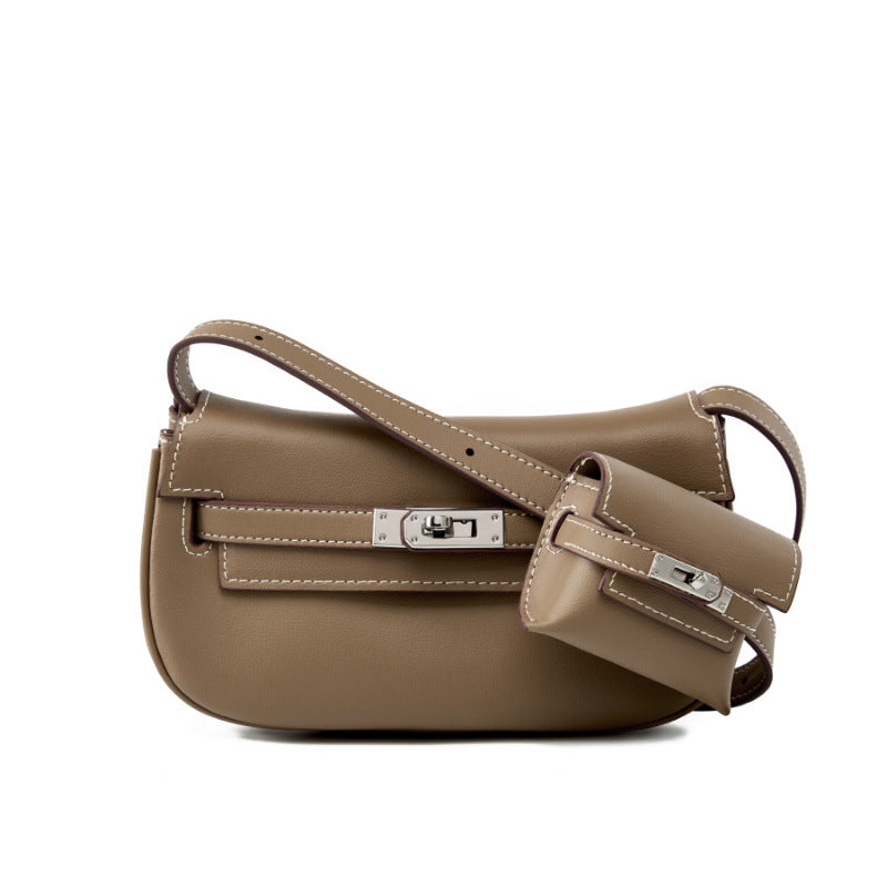 Women's Elegant Leather Mini Oblique Saddle Crossbody Bags