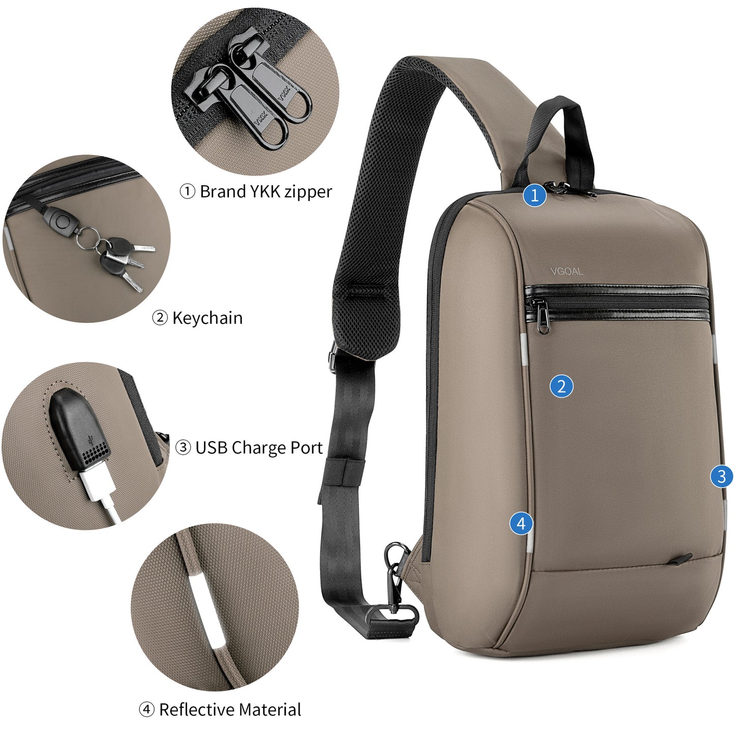 Men's Zipper Waterproof Password Water Cup Business Men's Shoulder Bags
