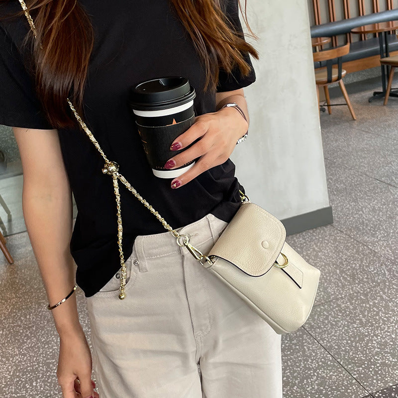 Women's Genuine Leather Golden Ball First Layer Cowhide Crossbody Bags