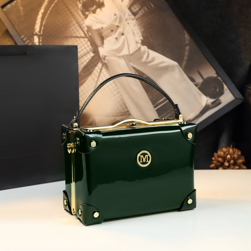 Women's Niche Design Box Patent Leather Trendy Crossbody Bags