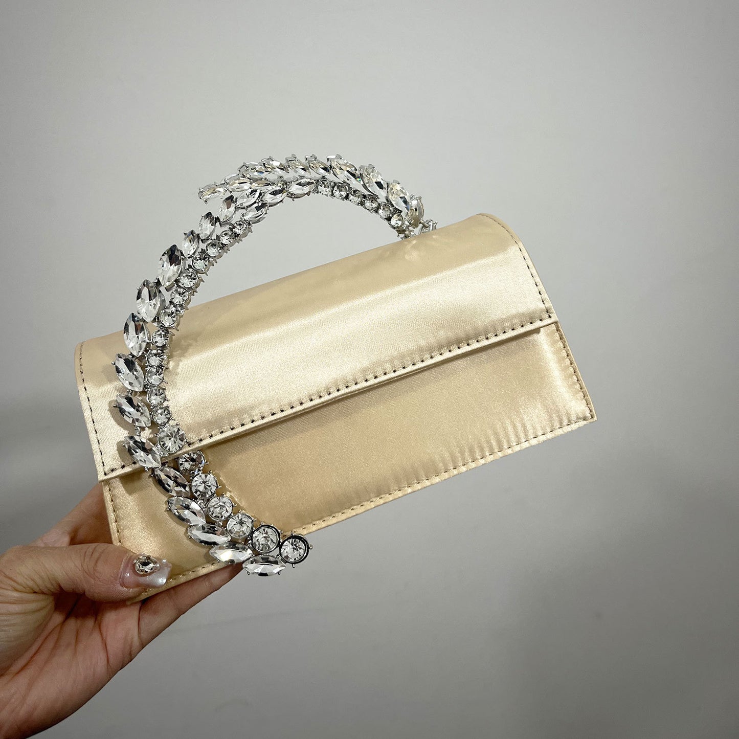 Women's Innovative Rhinestone Diamond Satin Dinner Small Square Bags