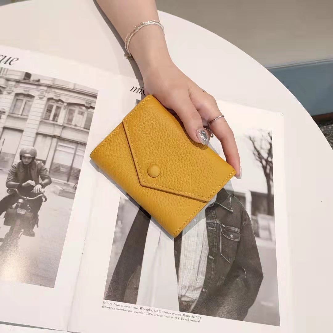 Women's Fashion Cattlehide Leather Three-fold Vertical Purses