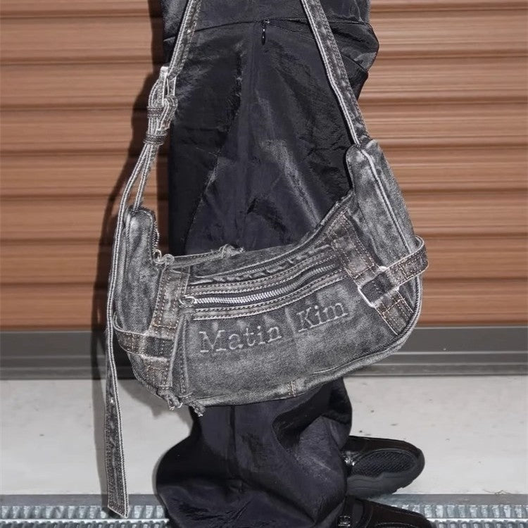 Jean Retro Washed Distressed Korean Style Shoulder Bags