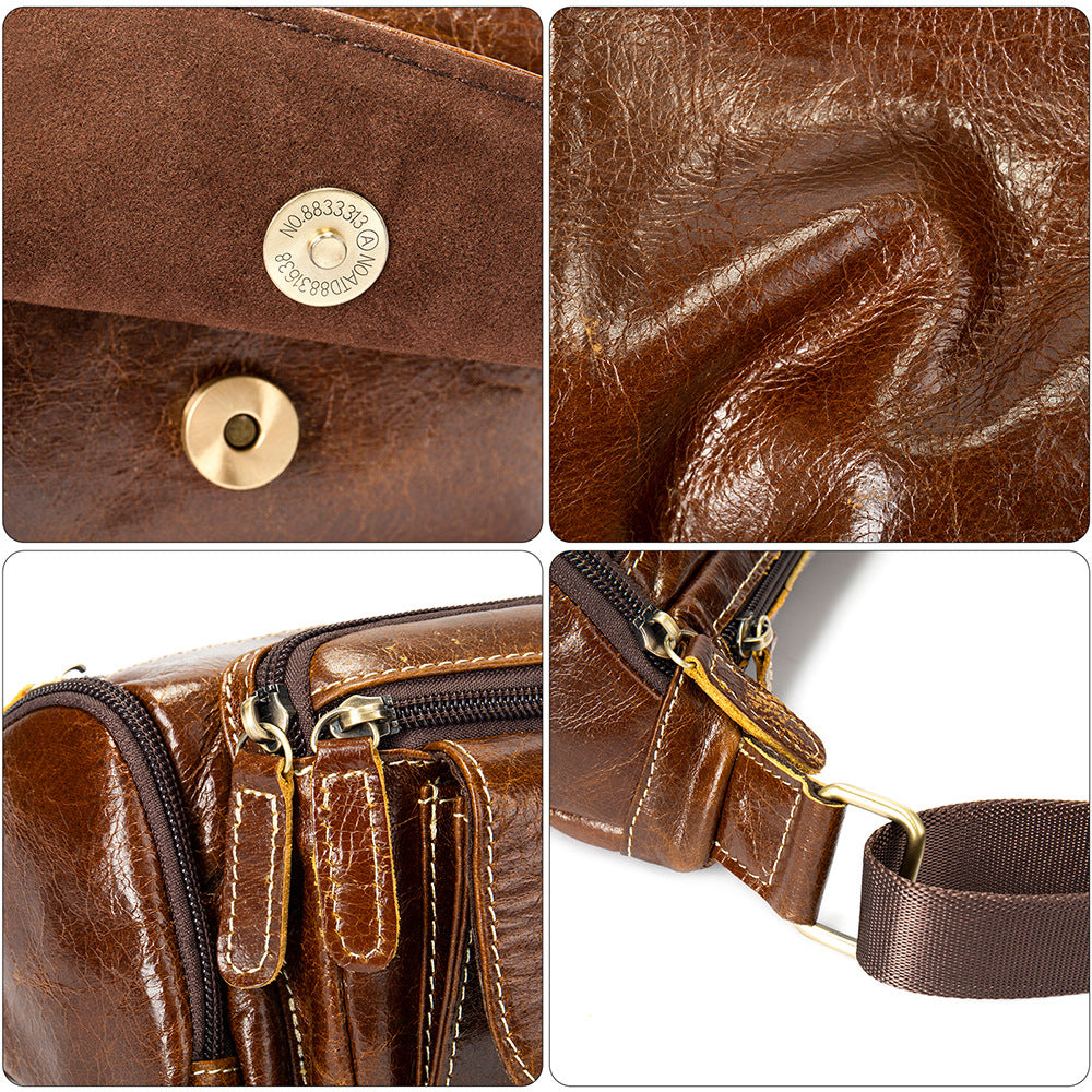 Men's Checkout Genuine Leather Wear Mobile Pouch Men's Waist Packs