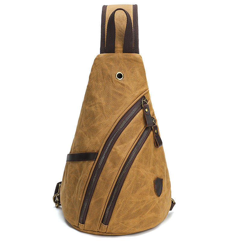 Men's Canvas Large Capacity Retro Waterproof Rucksack Men's Chest Bags