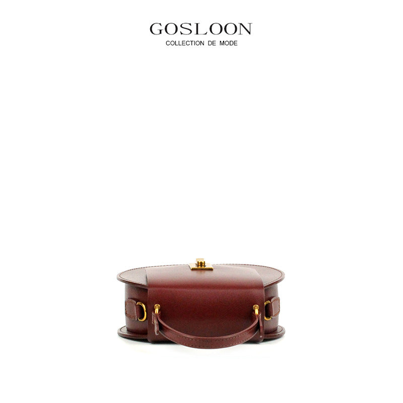 Gu Design Thick Cowhide Round Pie Crossbody Bags