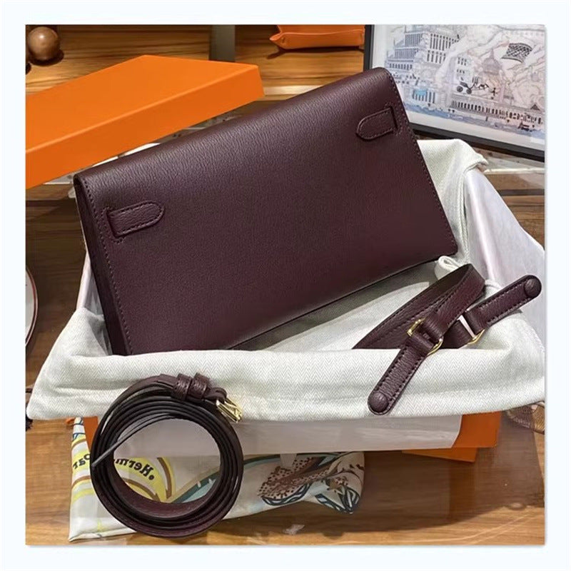 Women's Genuine Leather Clutch Elegant French High-grade Shoulder Bags