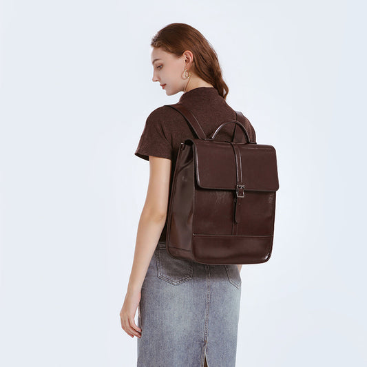 Women's & Men's & British Style Waterproof Leather Commuter Backpacks