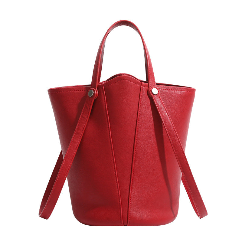 Women's High-grade Red Bridal Wedding Commuter Bucket Bags
