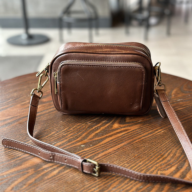 Women's Fashion Leather Summer Cowhide Top Layer Small Square Bags