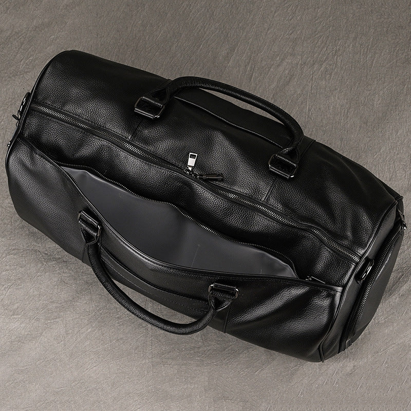 Men's Traveling Waterproof Lining Dry Wet Separation Cowhide With Travel Bags