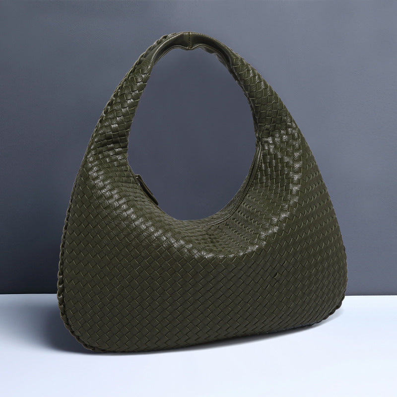 Women's Crescent Woven Large Capacity Simple Croissant Armpit Bags