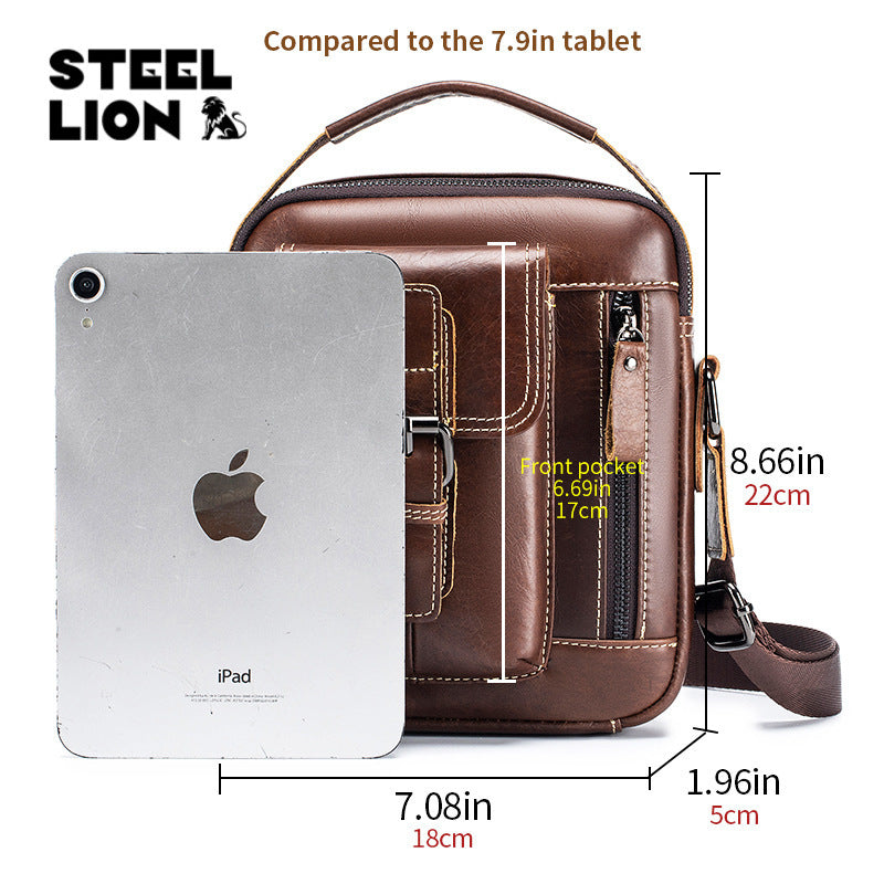 Men's Cowhide Genuine Leather Retro Vertical Handbags