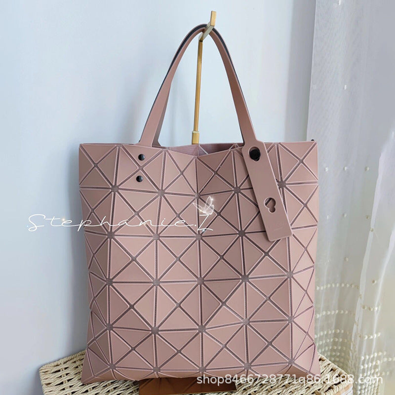 Women's Summer Grid Frosted Same Background Color Rhombic Shoulder Bags