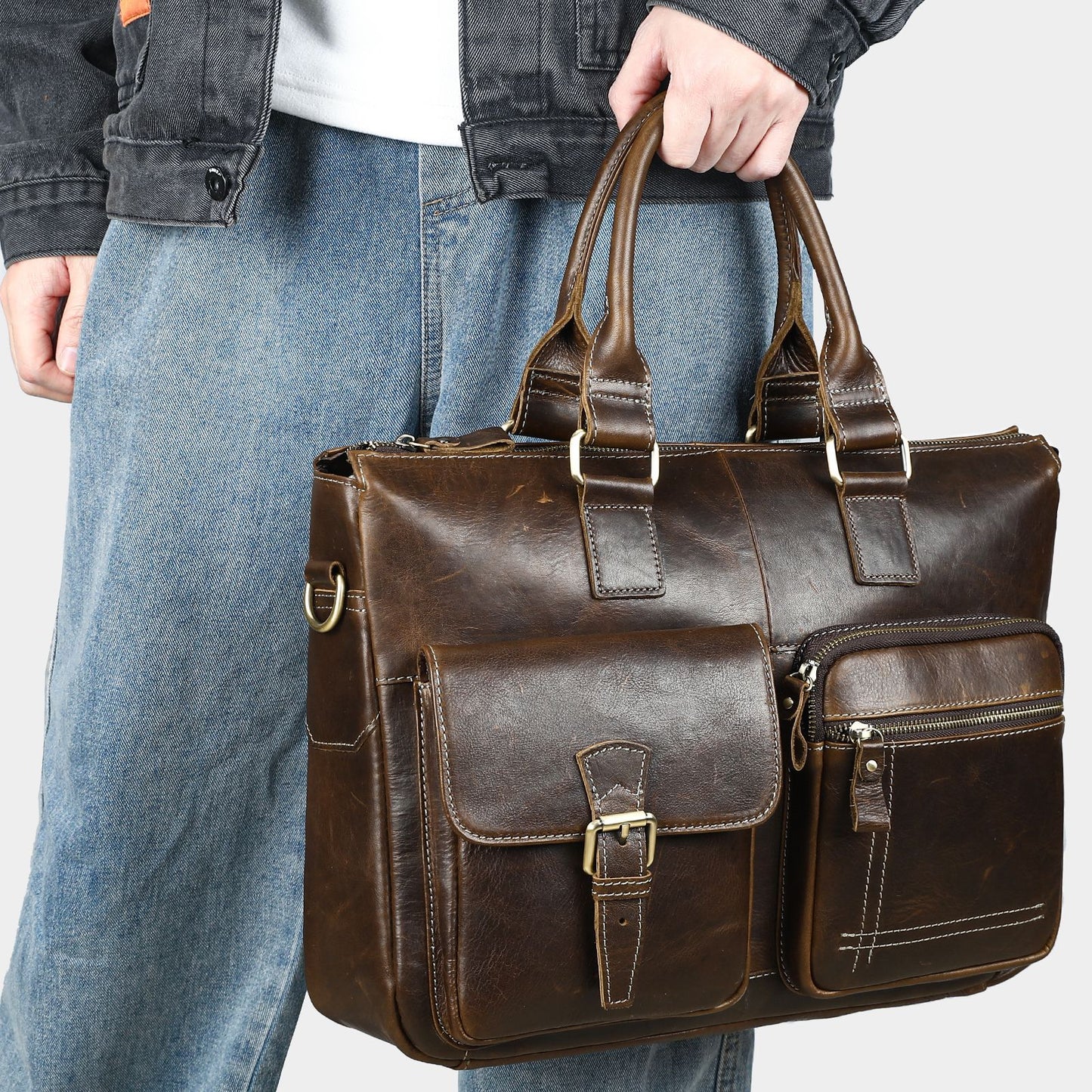Men's Leather Computer Large Capacity First Layer Men's Briefcases