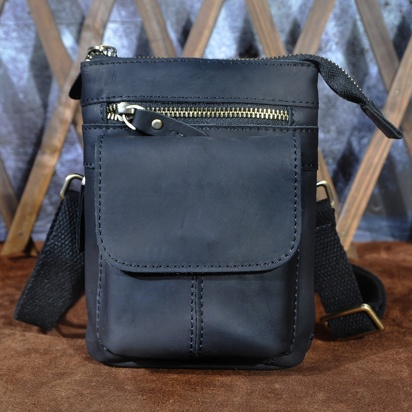 Men's Top Layer Crazy Horse Skin Cowhide Men's Chest Bags