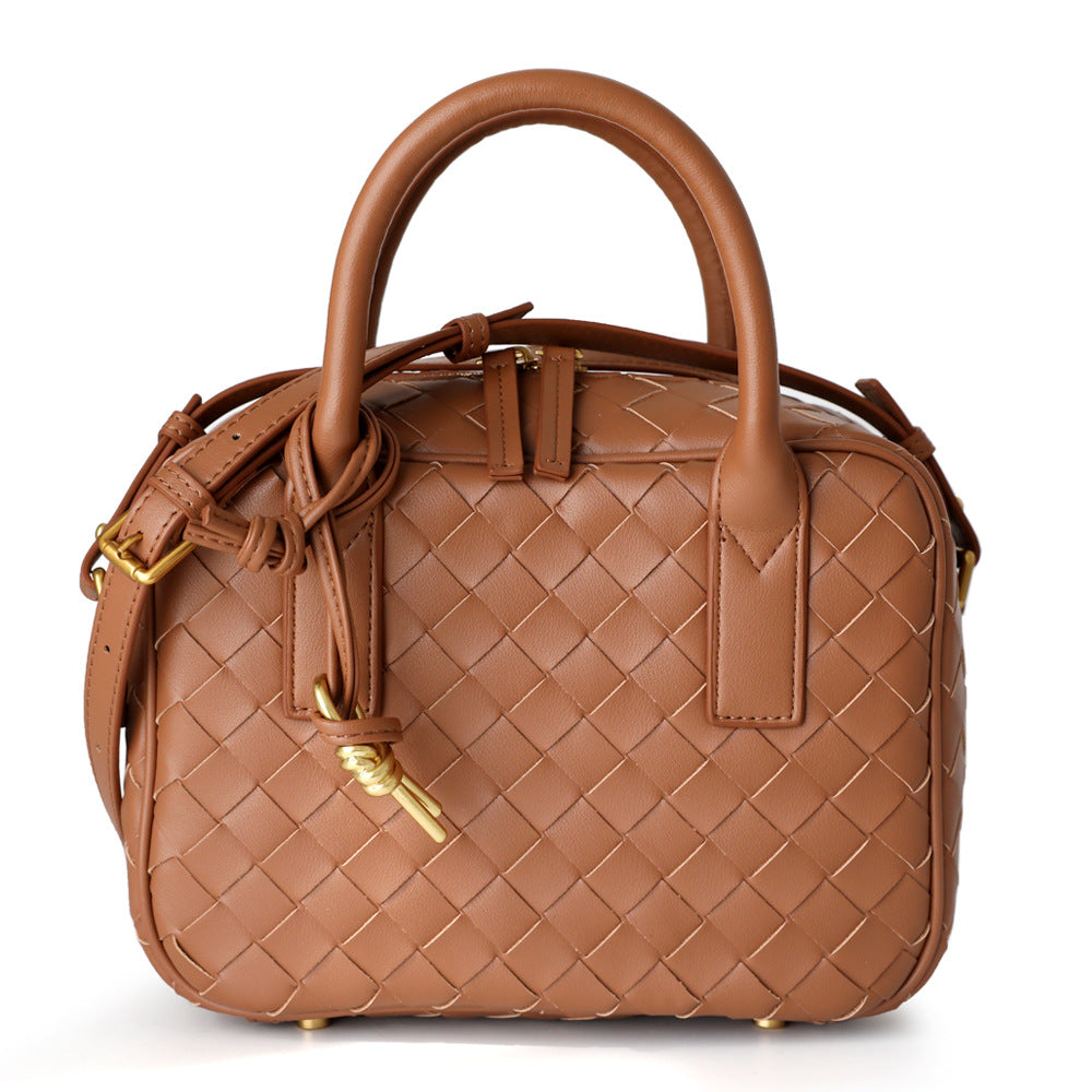 Women's Box Handmade Genuine Leather Hand-woven Commuter Small Square Bags