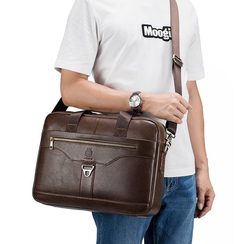 Men's First Layer Cowhide Genuine Leather Portable Men's Briefcases