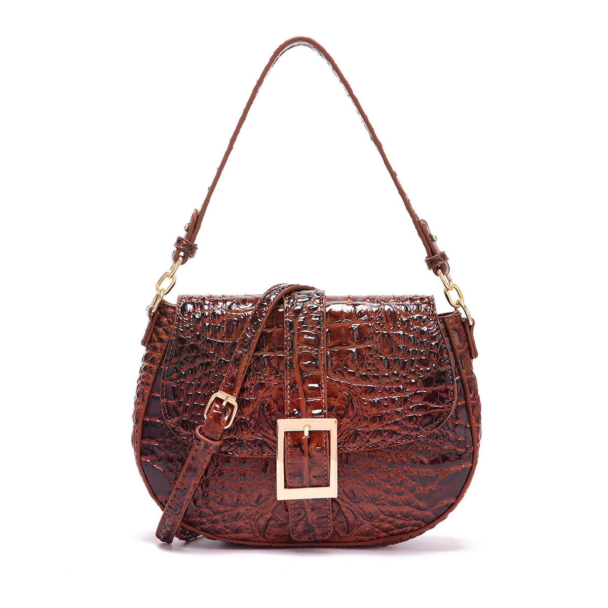 Women's Retro Hand-held Underarm Baguette Crocodile Pattern Crossbody Bags