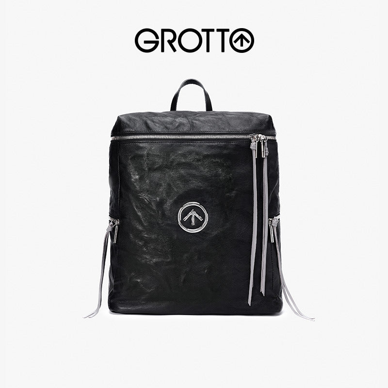 Stone Pleated Sheepskin Large Soft Leather Backpacks