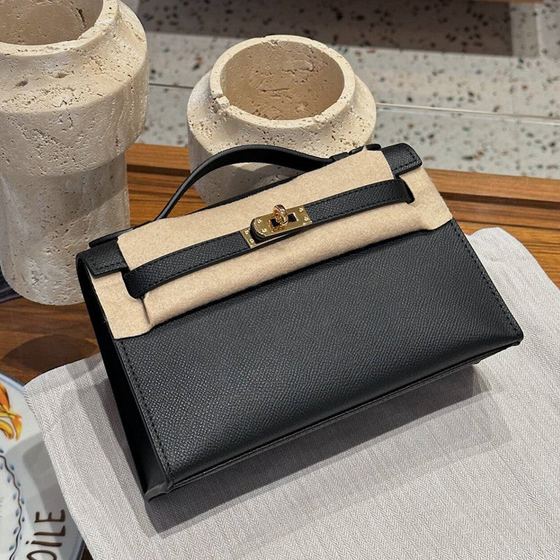 Women's Hand Palm Print Kelly Leather Portable Shoulder Bags
