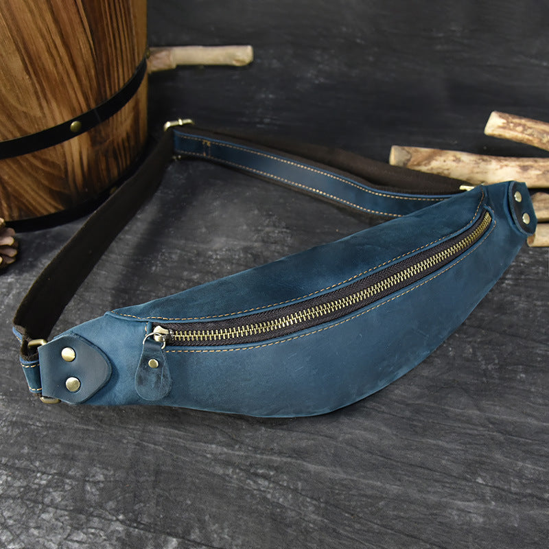 Women's & Men's & Retro Crazy Horse Leather Simple Fashion Genuine Men's Waist Packs