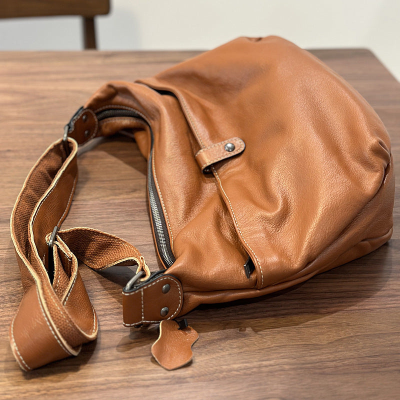 Korean Leather Large Top Layer Cowhide Crossbody Bags