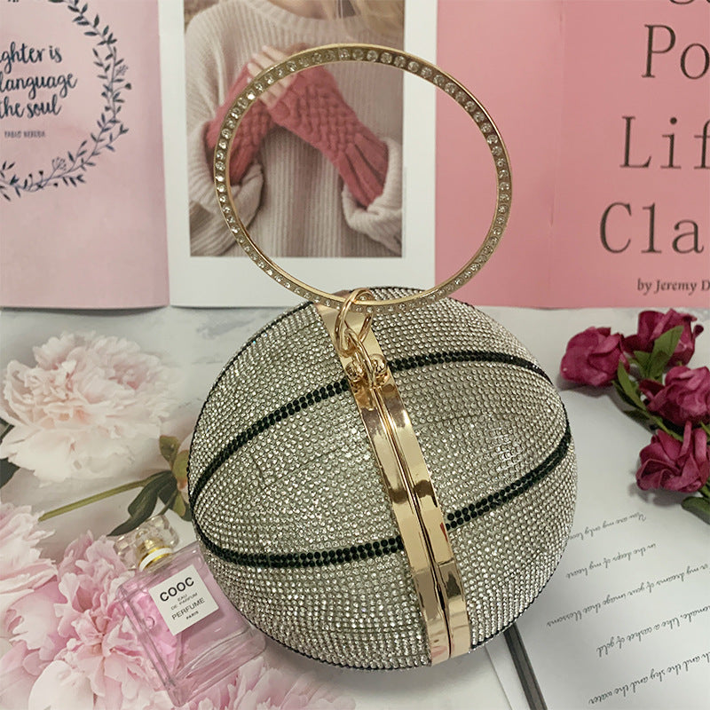Round Basketball Dinner Ball Fashion Clutch Sweet Lady Cosmetic Bags