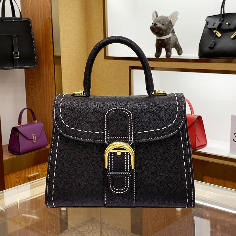 Women's Vachette Clasp Cowhide Leather Kelly Saddle Handbags