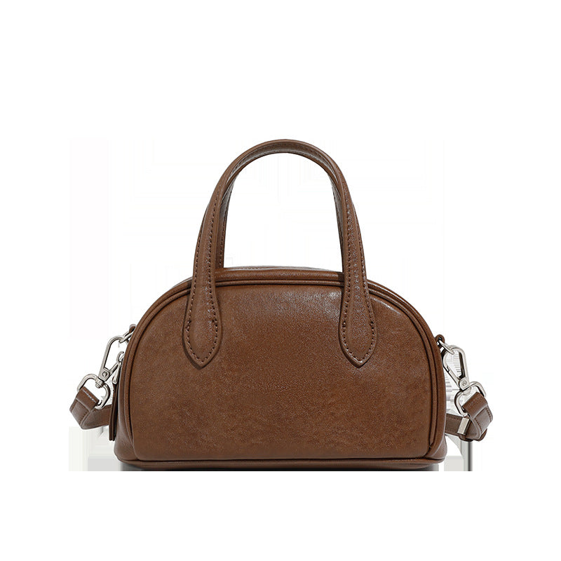 Women's Vintage Leather Vegetable Tanning Boston Bowling Crossbody Bags