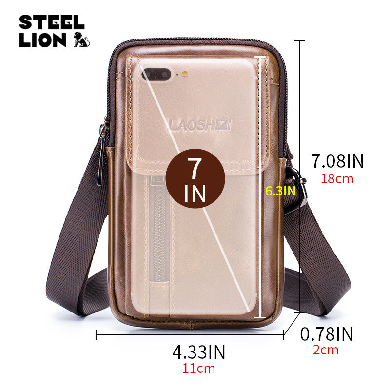 Men's Cowhide First Layer For Leather Men's Waist Packs