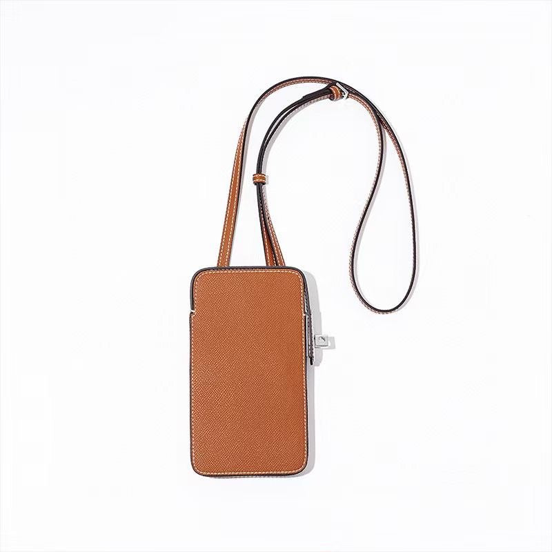 Women's Mobile Cowhide Advanced Texture Mini Simple Phone Bags