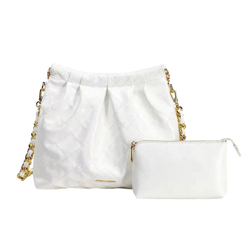 Women's Genuine Leather Female Chain Large Capacity Shoulder Bags