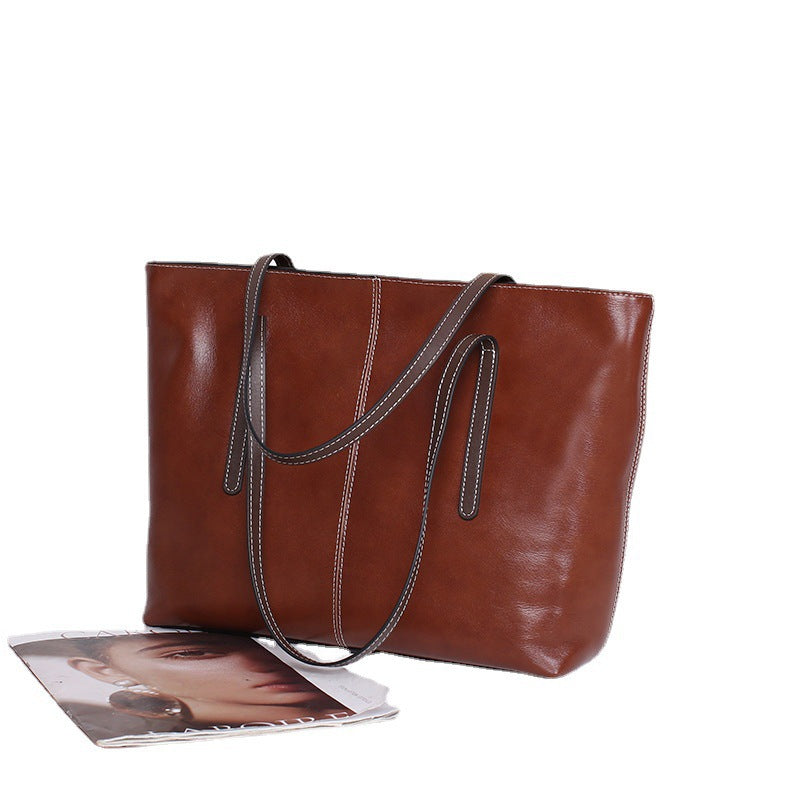 Women's Contrast Color Commuter Large Capacity Retro Bags